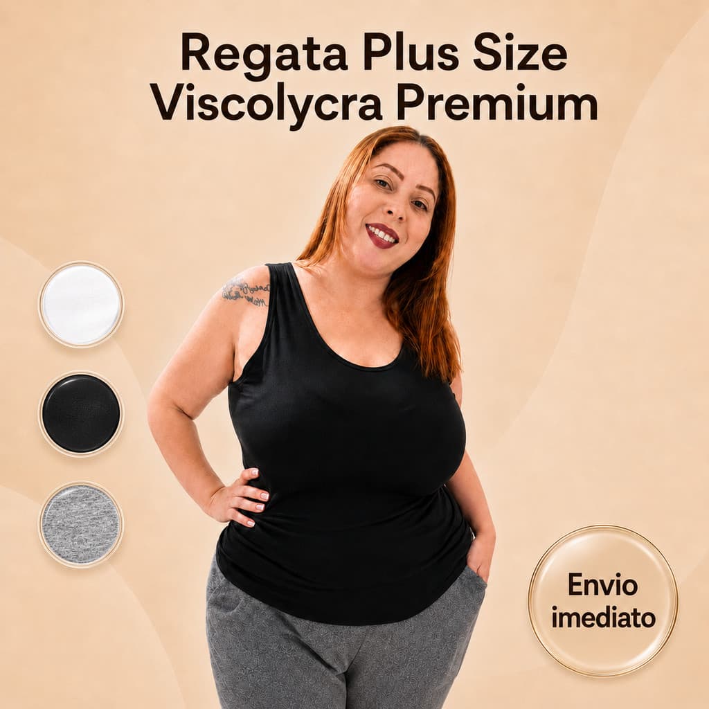 Regata Plus Size Feminina Premium em Viscolycra do G1 ao G5