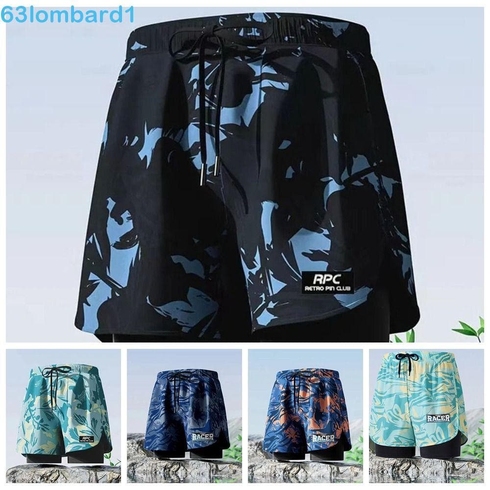 LOMBARD1 Calção De Banho Masculino , De Ângulo Plano L-5XL De Secagem Rápida , Maiô