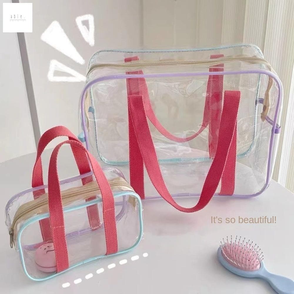 Bolsa De Praia Transparente Em PVC Jelly-Ombro De Grande Capacidade Para Exterior
