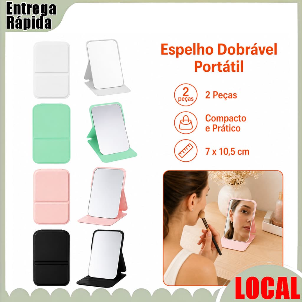 Espelho de suporte dobrável portátil desktop pequeno espelho HD espelho de maquiagem dormitório estudante espelho de maq