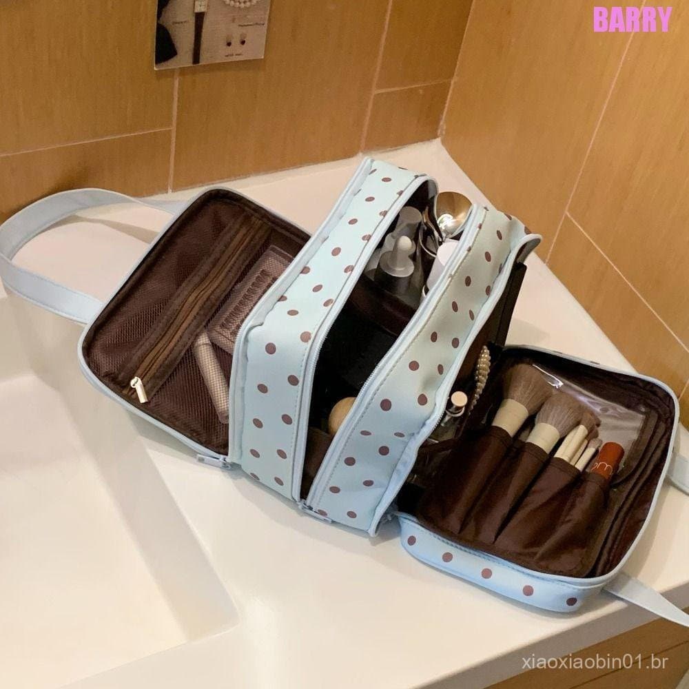 Bolsa De Maquiagem Portátil BARRY , Cosmética Multifuncional De Pu Com Divisória De Três Camadas Higiene Pessoal De Boli
