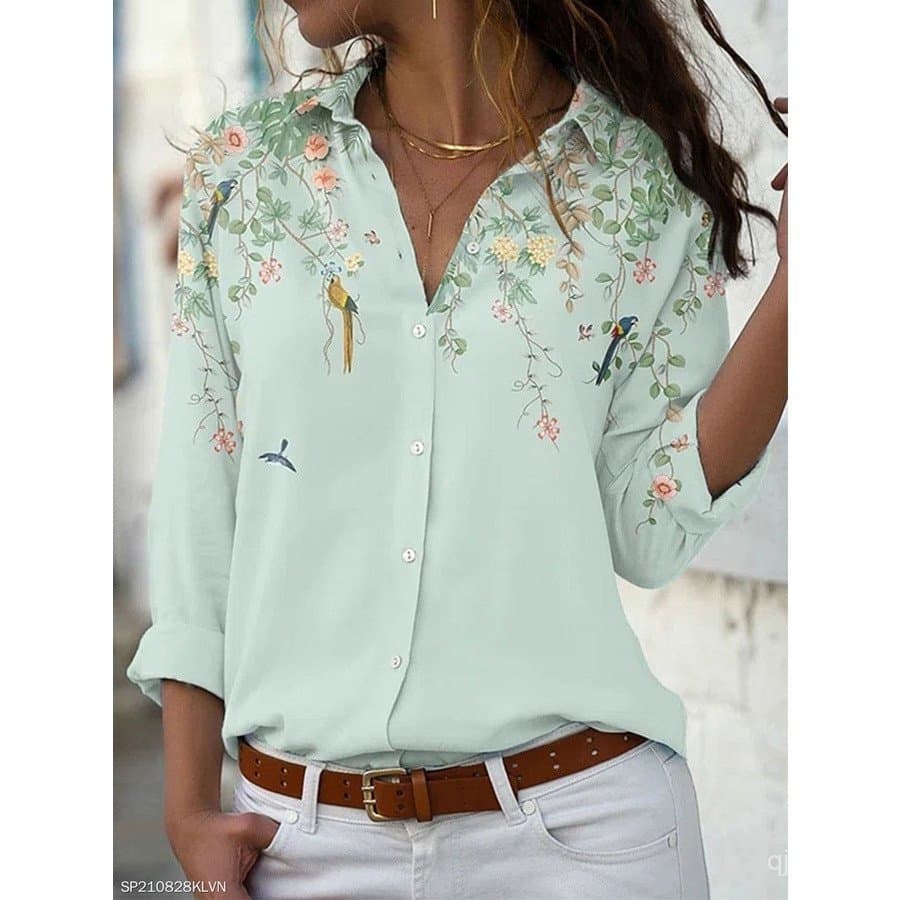 Blusa Feminina de Moda, Camisa Casual de Manga Longa, Novas Blusas Femininas para Primavera e Outono