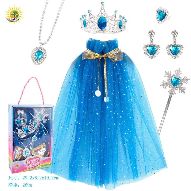 Crianças caixa presente menina brinquedo manto varinha mágica coroa princesa Role-Playing conjunto
