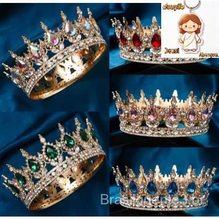 Coroa Redonda Princesa com Cristais Elegantes para Eventos Especiais Concurso e topo de bolo
