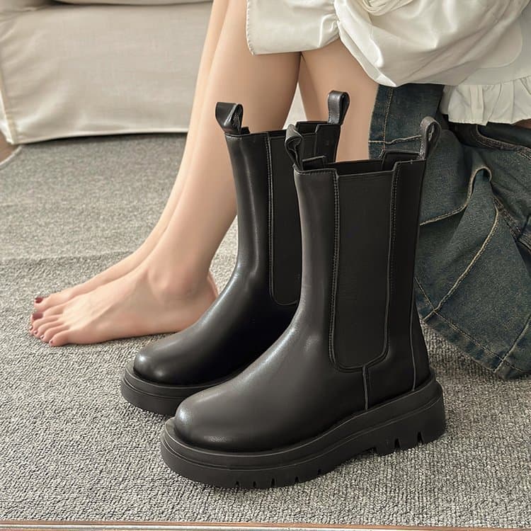 Botas Martin Femininas 2026, Novas Botas de Primavera e Outono, Botas de Plataforma com Sola Grossa, Botas Chelsea de Ca