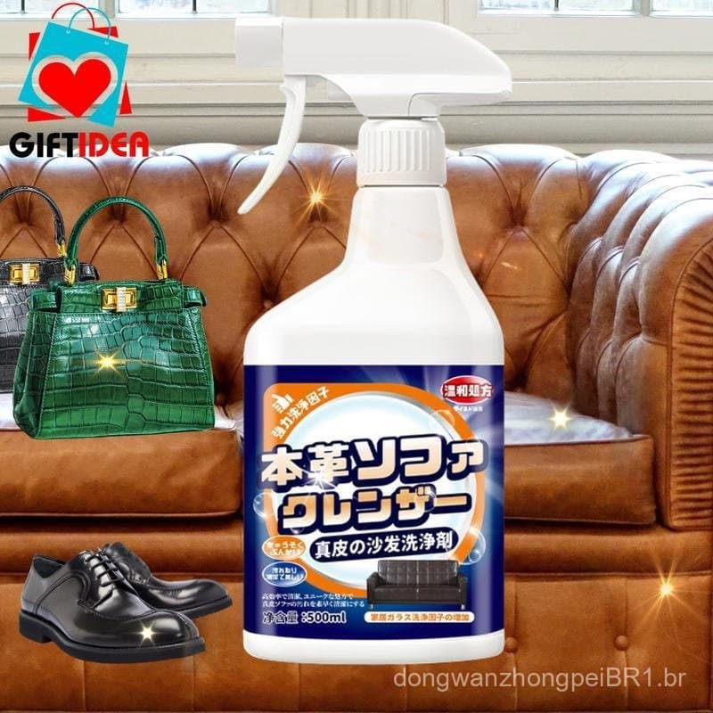 Spray de Limpeza para Couro Japonês de Alta Qualidade 500ml Adequado para Bolsas, Sofás, Bancos de Carro e Sapatos