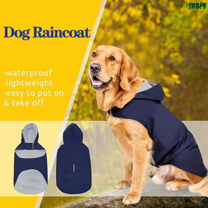 Capa De Chuva Para Cães Reflexiva Animais De Estimação Roupas À Prova De Água Grandes