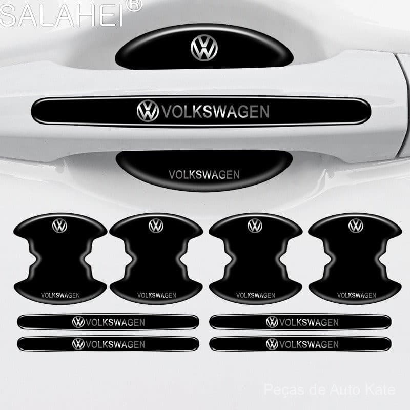 8 Peças de Película Protetora Adesiva para Porta de Carro em PVC Durável para Volkswagen VW Polo Golf Passat Tiguan Beet