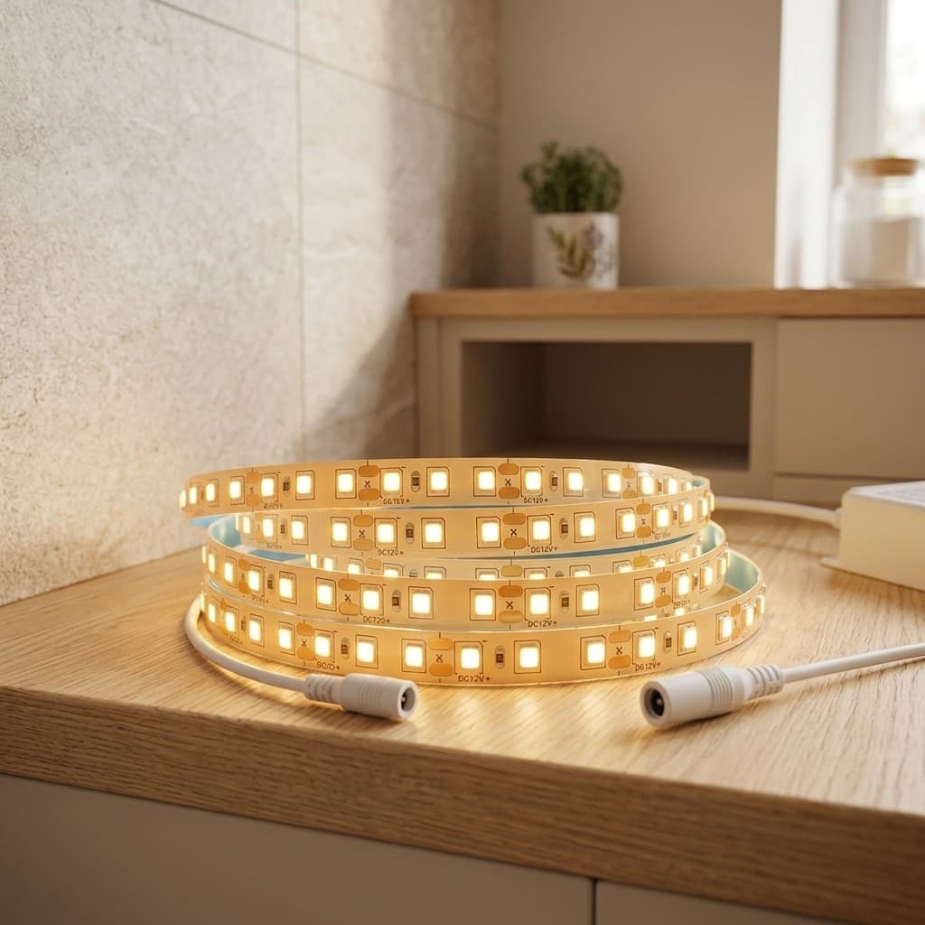 Fita LED SMD 3528 12V 120 Leds/metro 5 Metros Com Fita Dupla Face