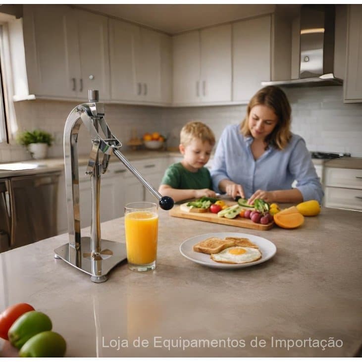 Espremedor de limão manual em aço inoxidável, com alavanca de pressão, picador e moedor de frutas e nozes.