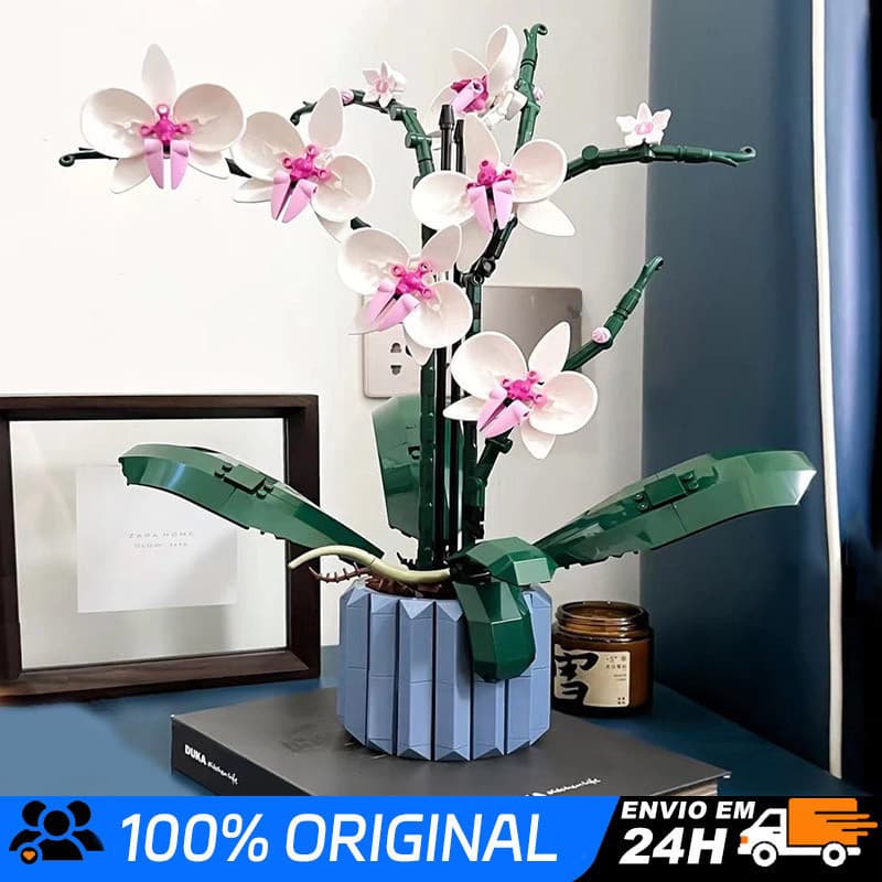 608pcs Blocos De Construção Buquê Flores De Ícones Orquídea