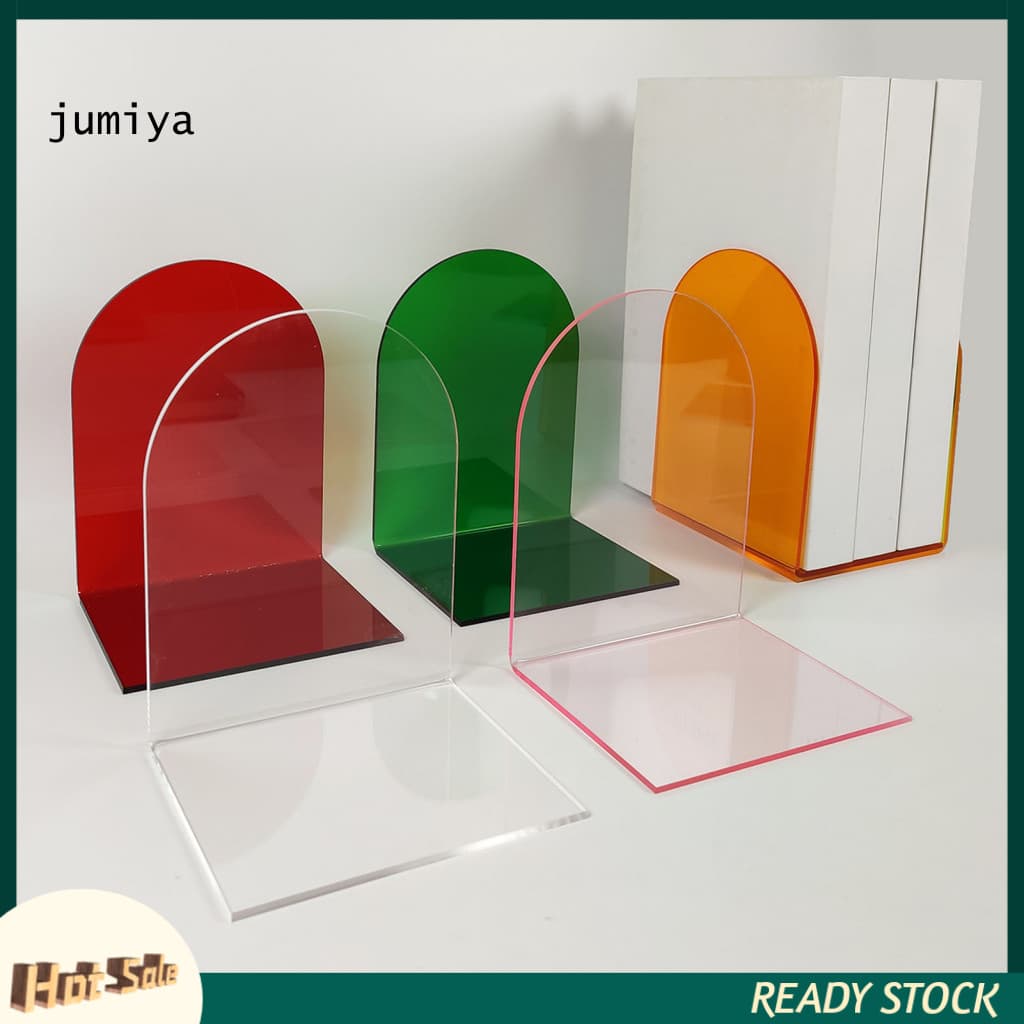 Acrylic Bookends for Shelves Decorative Book Holders for Home 1 Pair – Arch for Bookshelf Organizer for Bedroom Office
