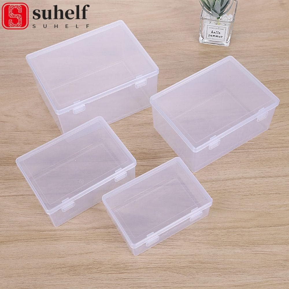 SUHELF 1 Unidade De Caixa De Armazenamento , Flip Portátil Retangular , Plástico Espesso Transparente Pequeno , Médio E