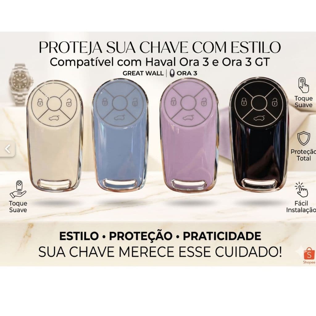 Capa Protetora de Chave Flip em TPU para Great Wall Ora 3 Ora 3 GT 2023 2024 2025, Silicone Anti-Impacto, Sem Chave 3941