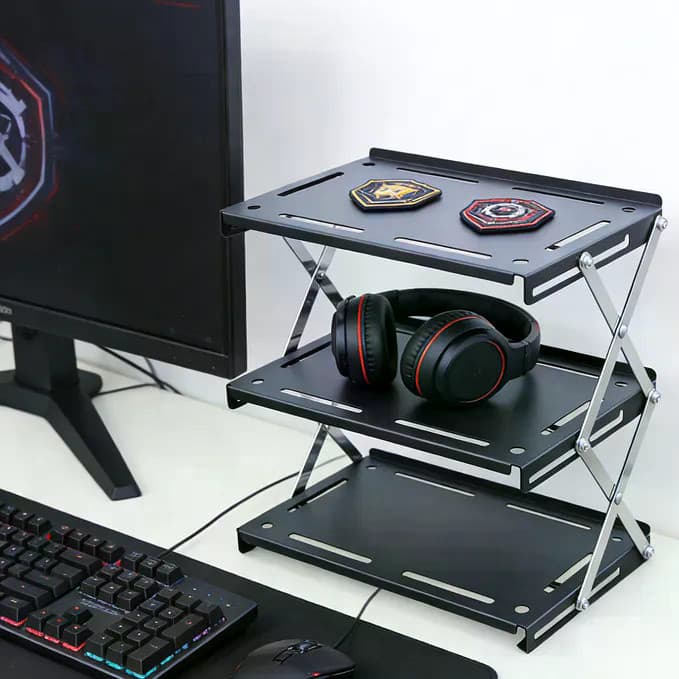 Rack de mesa para jogos, armazenamento multifuncional, mesa dobrável, conveniente, organizador de escritório, rack de ex