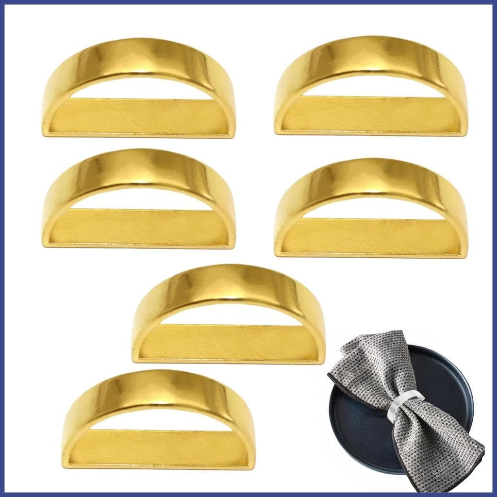 Anéis De Guardanapo De Metal Fivelas De Tecido Leves Semicírculo Conjunto De 6 Para Jantar puiadmbr