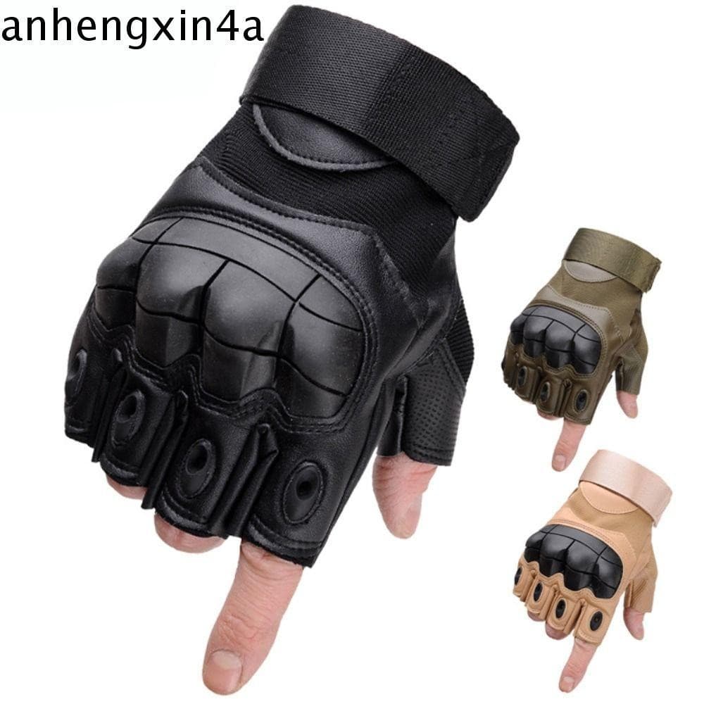 ANHENGXIN Luvas De Motocicleta Guantes Juntas Duras Couro Sem Dedos Equipamentos Acessórios