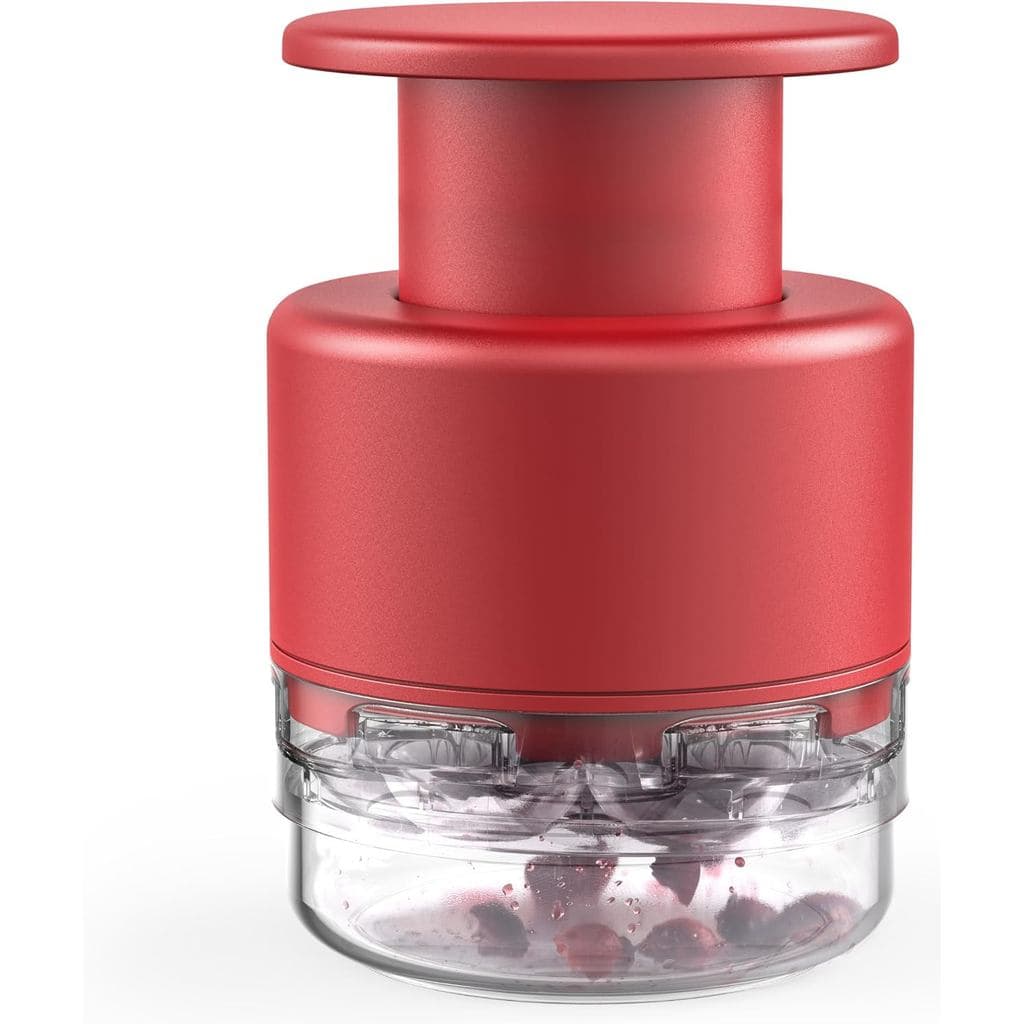 Ferramenta 7 em 1 de Aço Inoxidável para Descaroçar Cerejas para Fazer Geléia de Cereja (Vermelho)