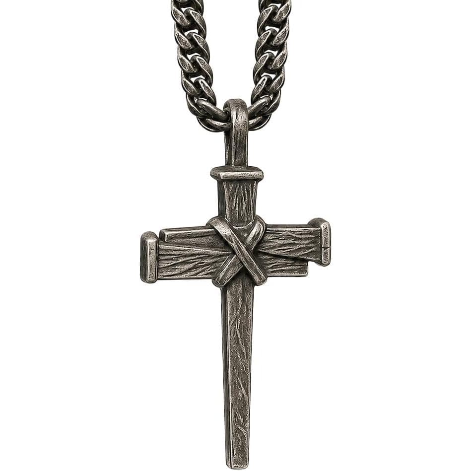 Colar de Cruz Masculino da Hero Company - "Pregado à Cruz Galates 2:20" - Colar Cristão em Aço Inoxidável - Ajuda a Comb