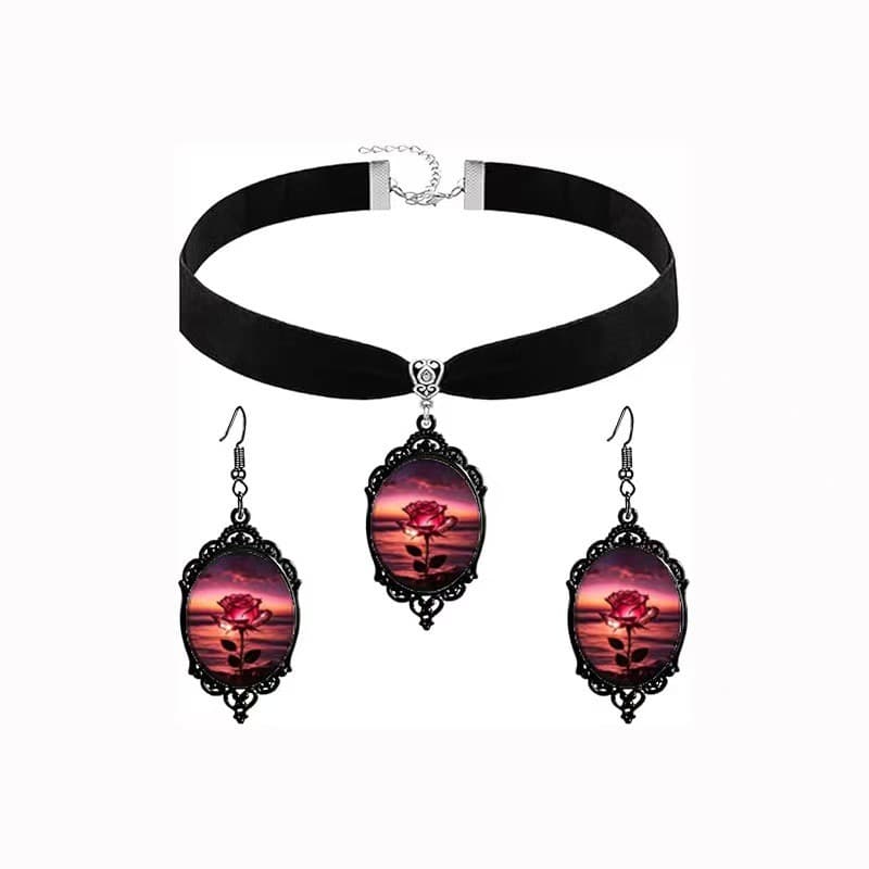 Produto novo e elegante: Conjunto de duas peças de ornamentos de vidro oval com padrão floral requintado, direto do fabr
