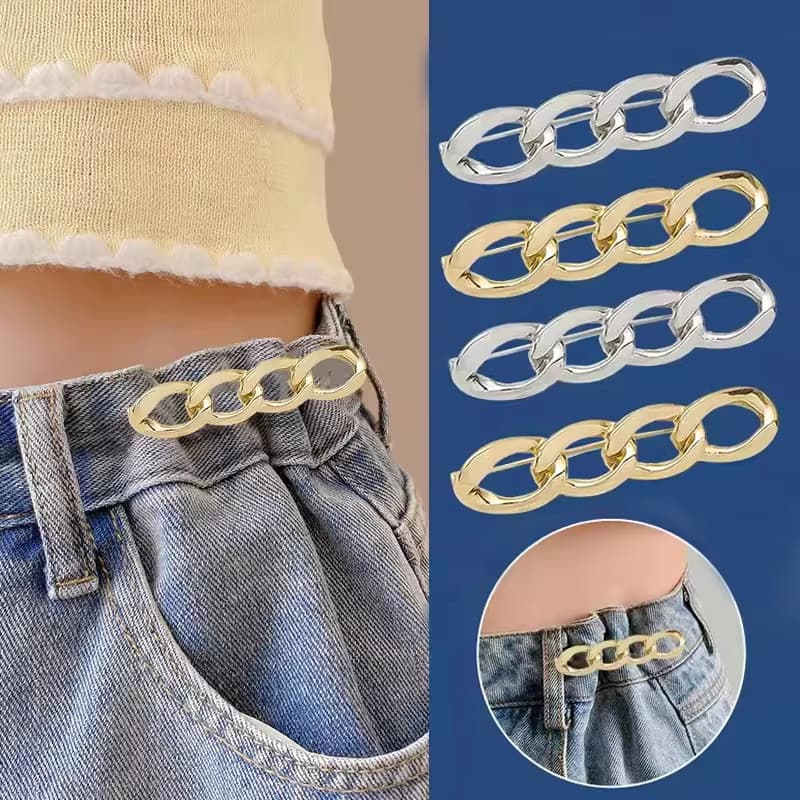 3/6 Pçs Elegante Corrente Broche Lapela Charme Pino Calças Femininas Crachá Clipe Cintura Decoração Roupas Botão DIY Fiv