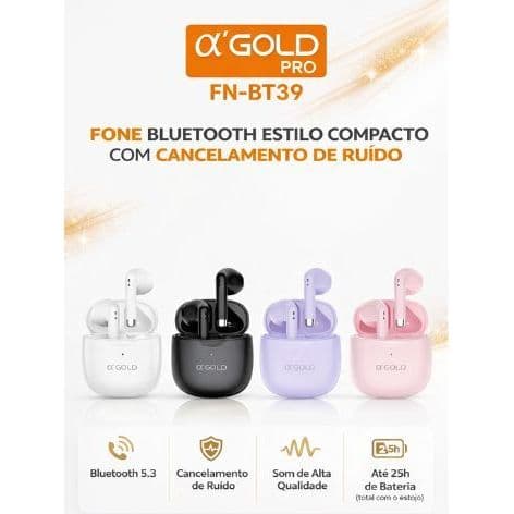 Fone Bluetooth α'GOLD FN-BA39 TWS Touch Alta Qualidade + Case Portátil