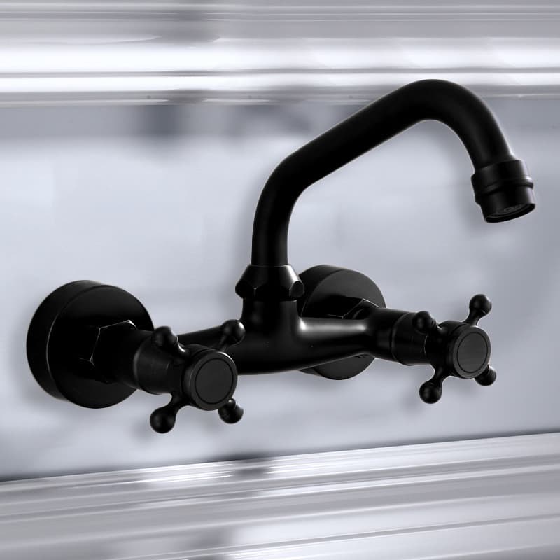 Todo o cobre preto estilo europeu banheira quente e fria torneira do banheiro ferragem na parede varanda 360 torneira gi