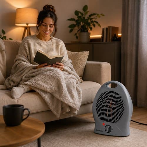 Aquecedor Elétrico 2000W 220V Termostato Automático Silencioso Portátil Quarto Sala Cinza