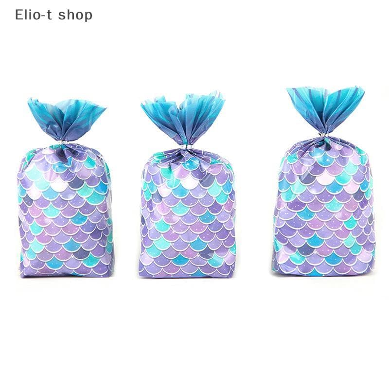 Elio-t 25 Unidades Sacos Para Presentes De Festa De Sereia Doces Biscoitos Paing Bolsa Cauda Convidados , Meninas , Supr