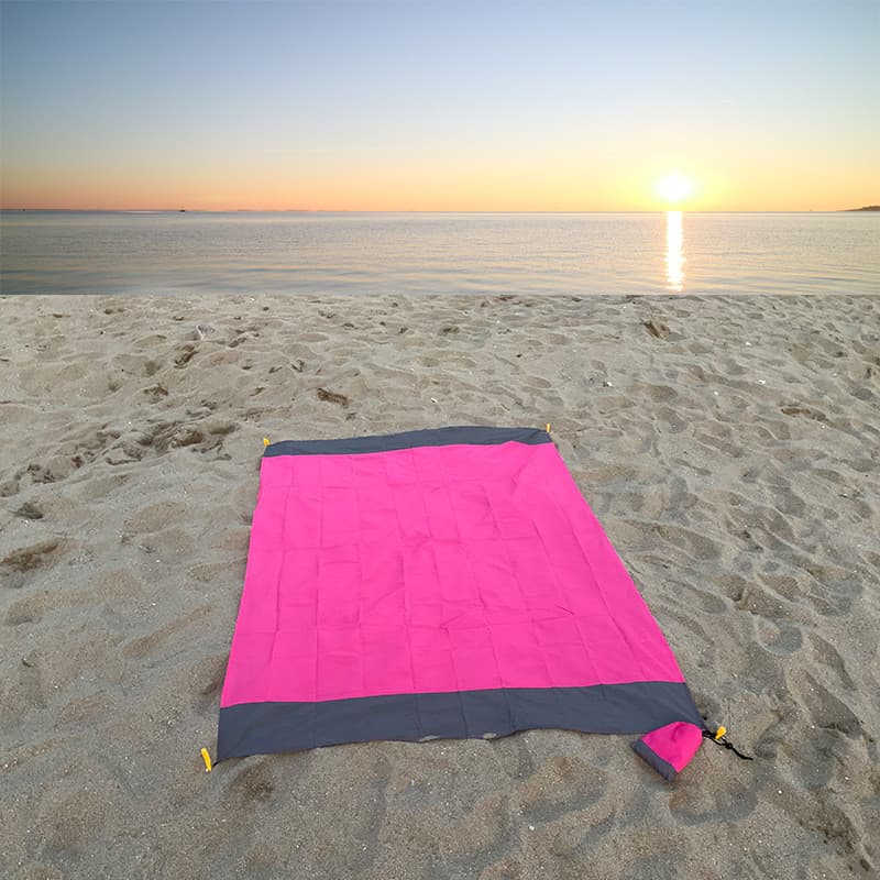 Tapete de piquenique ao ar livre impermeável dobrável poliéster xadrez pano de duas cores bolso praia tapete à prova de