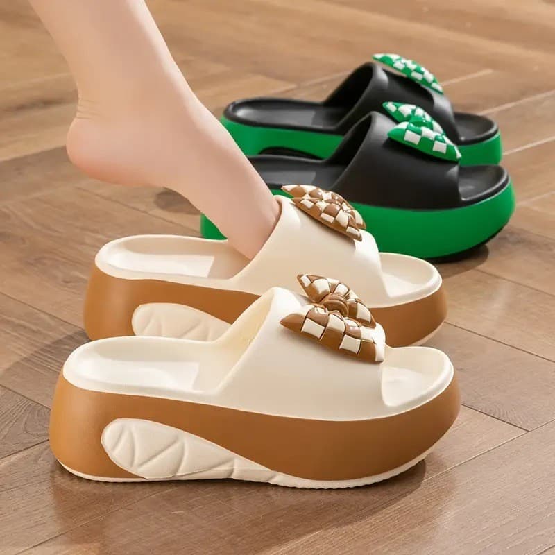 Chinelos de sola grossa aumentando mulheres verão exterior Wear