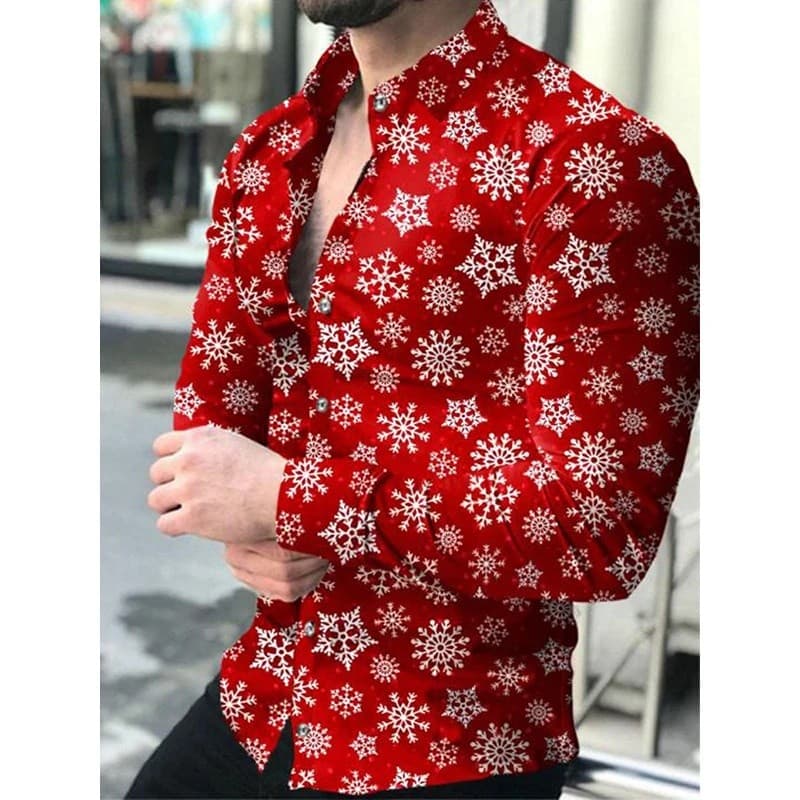 Camisas de Luxo Masculinas para Primavera e Outono, com Gola Reversível e Botões, Estampa de Bolinhas, Manga Longa, Roup