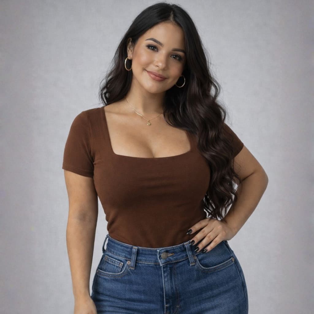 Blusa Feminina  Decote Quadrado e Manga Curta Blusa Baby Look Modeladora Suplex