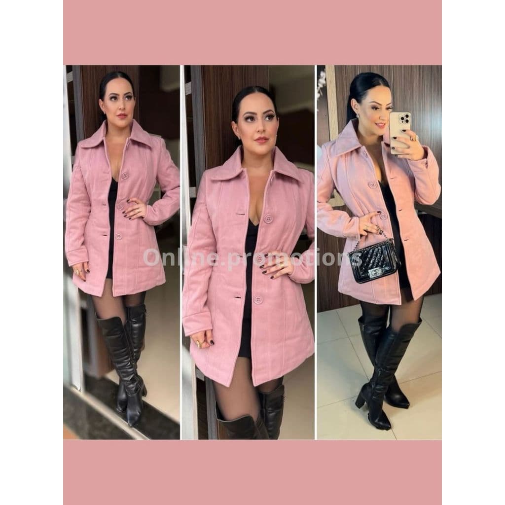 Sobretudo Casaco Lã Batida Feminino Jaqueta  Lançamento Inverno outono Max Blazer Alongado BLAZER PREMIUM LÃ BATIDA