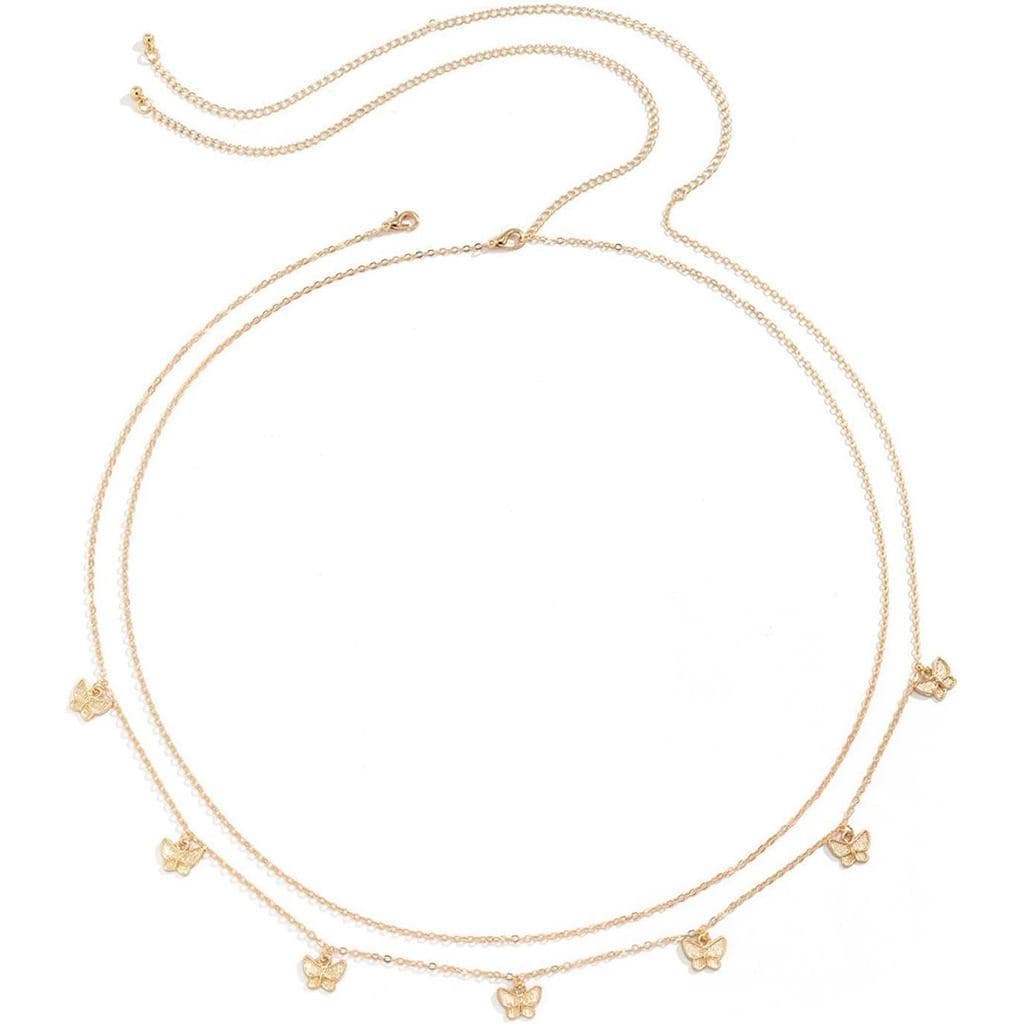 Joia de Corrente para o Corpo Feminina, Banhada a Ouro 18K, Corrente de Cintura com Pérolas, Corrente de Corpo para a Ba