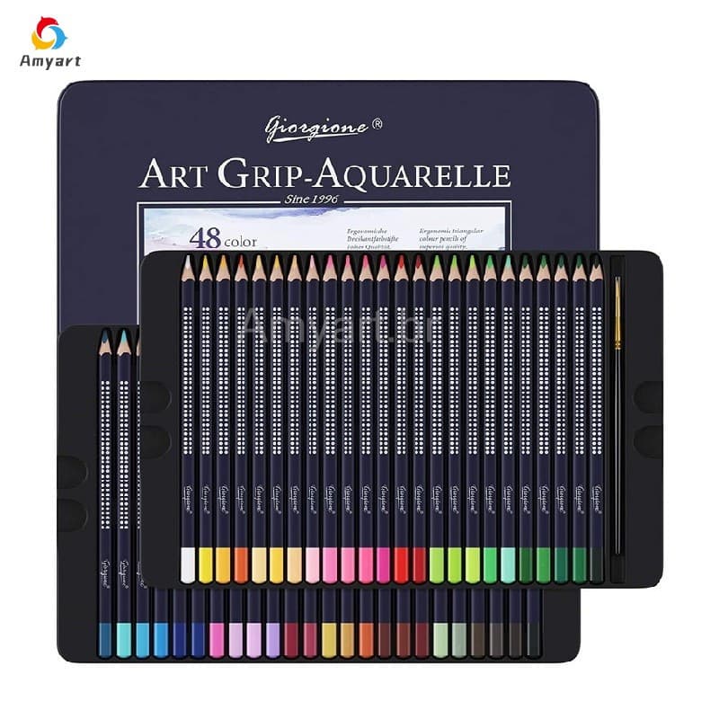 【Kit Lápis De Cor】 Lápis de Aquarela Solúveis Em água 12/36/48 Cores Lápis De Desenho Profissional Suprimentos De Arte