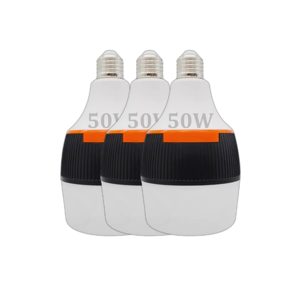 Kit C/3 Lâmpada De Emergência Led Recarregável Inteligente Bivolt Branco 127/220V