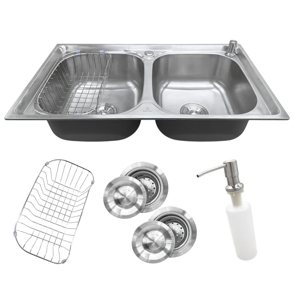 Cuba Dupla Gourmet Pia Cozinha Aço Inox Com Acessórios 78X43cm