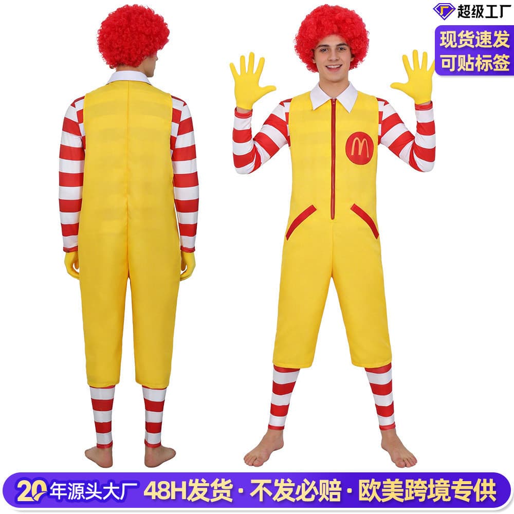Fantasia de Cosplay do McDonald's M Kee McDonald's Tio cos fantasia de palhaço de Halloween fantasia de boas-vindas