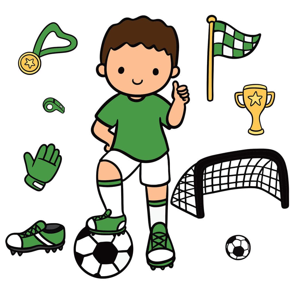 Adesivo de Parede Infantil Menino Futebol Verde Copa do Mundo