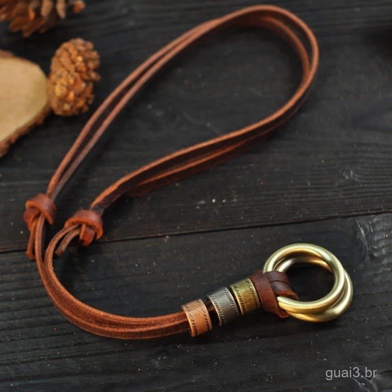 Colar de Couro Masculino e Feminino com Pingente de Corda 8B23