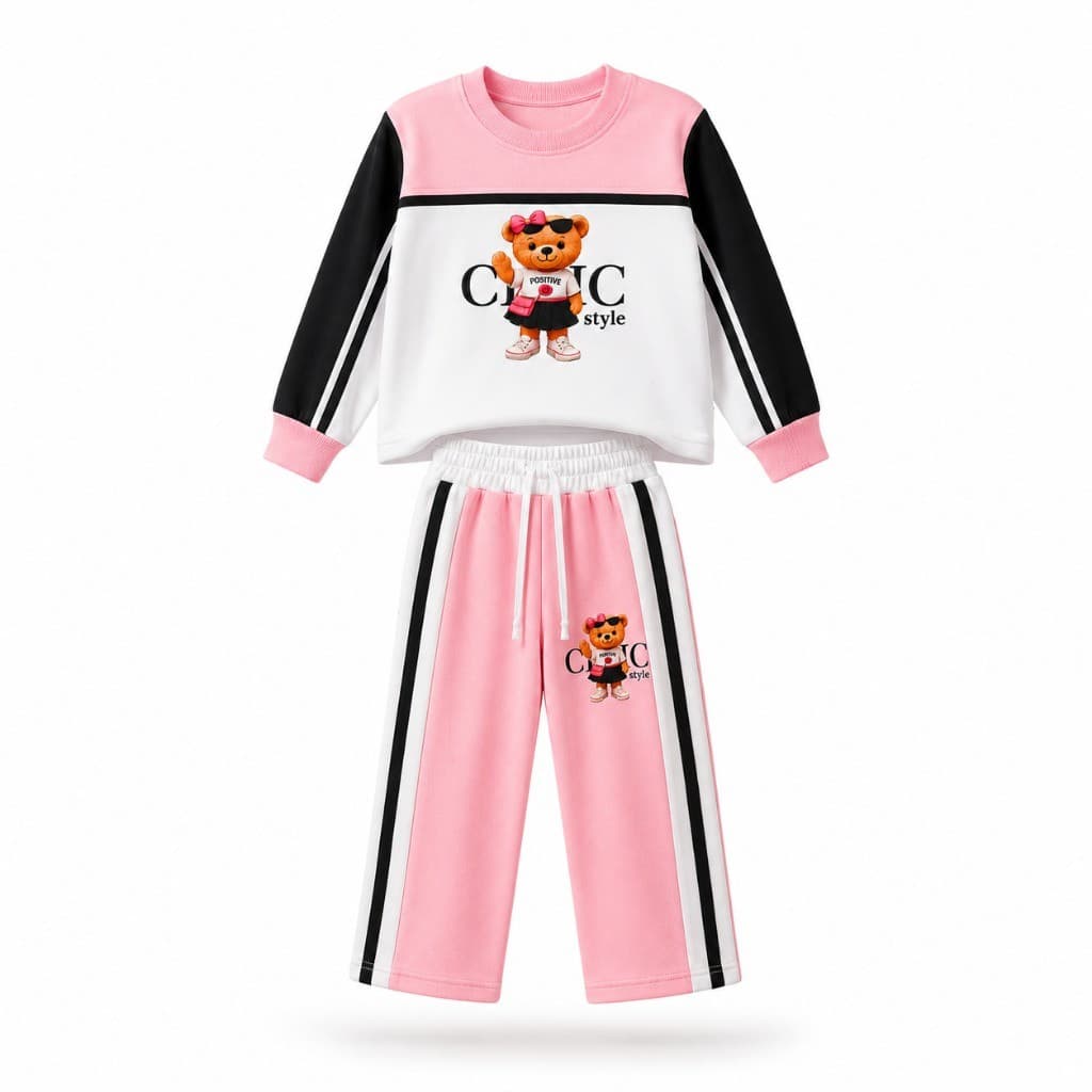 Conjunto Menina Urso Chic Calça Pantalona Luxo Inverno