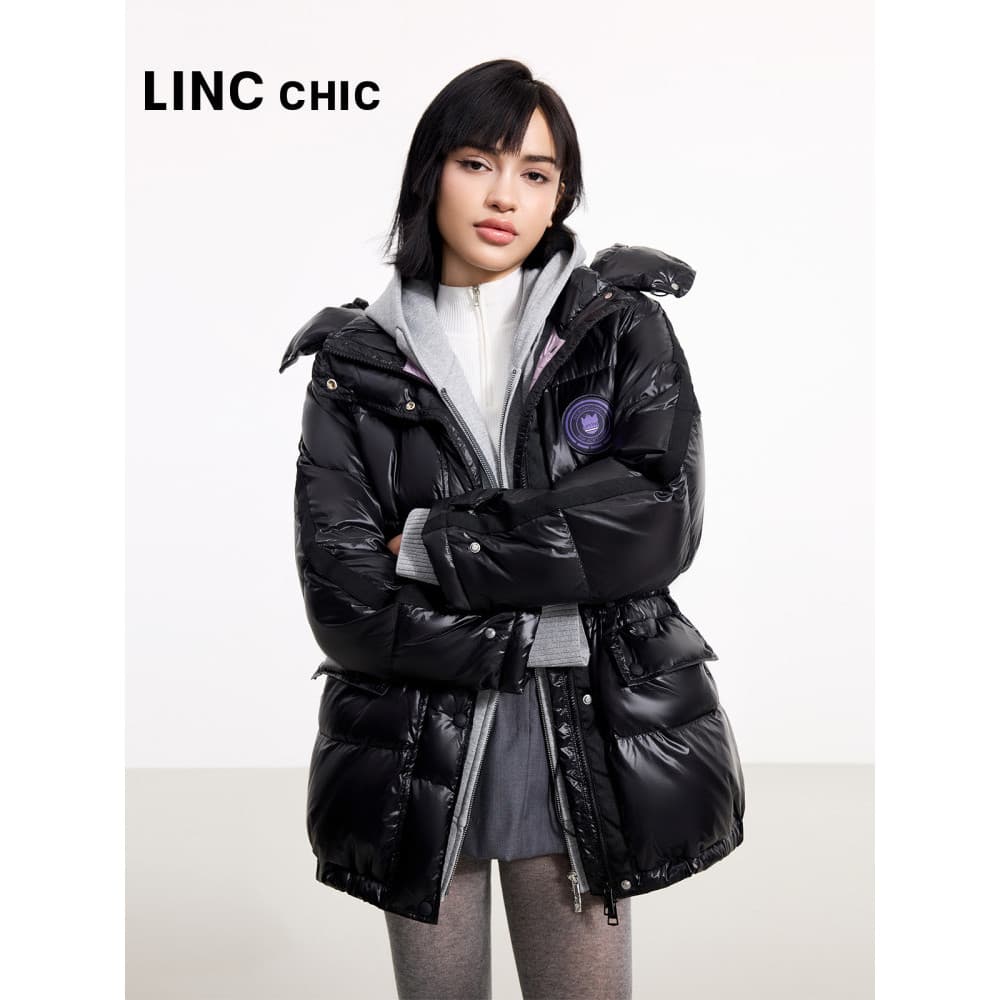 LINCCHIC dourado Yujie jaqueta Ultra-leve brilhante colorido na moda jaqueta de pão curto para baixo jaqueta feminina te