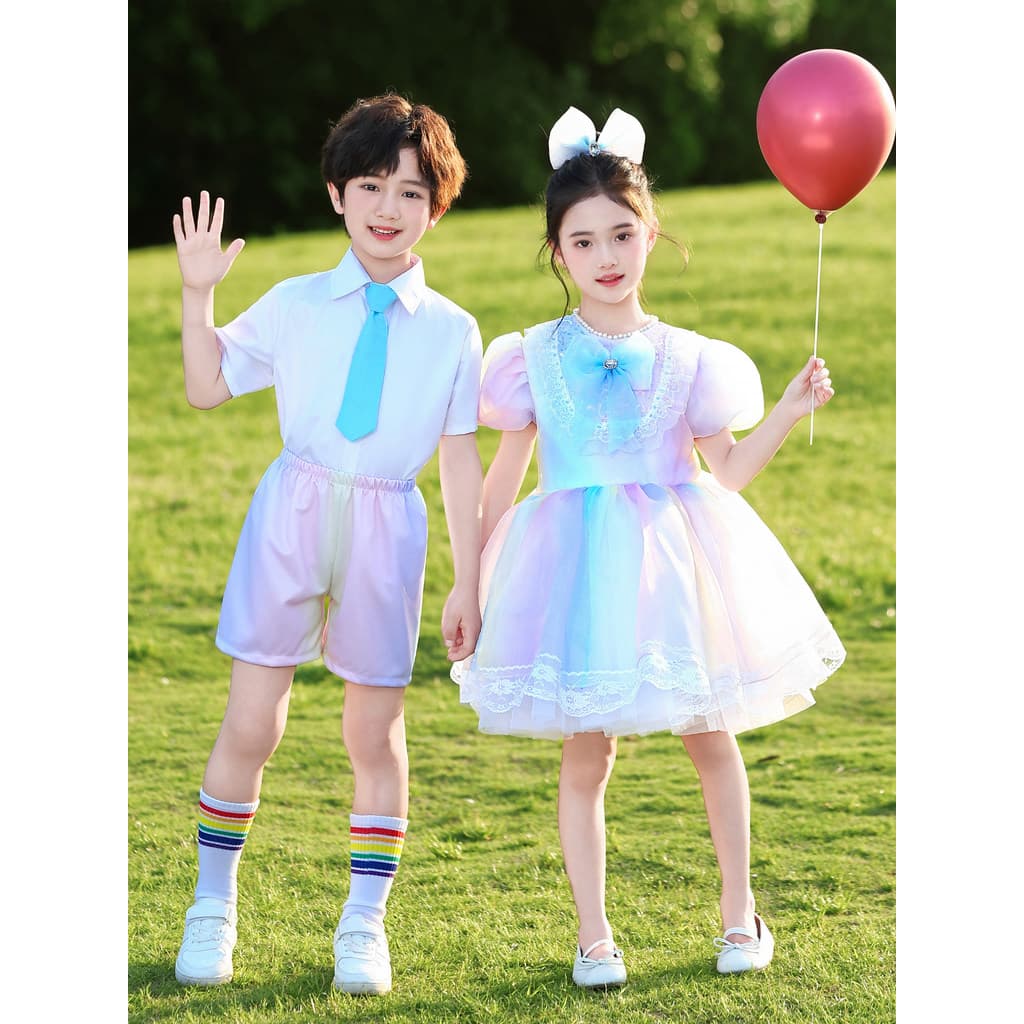 Crianças trajes das crianças meninas Pettiskirts saias primárias fotos de formatura verão jardim de infância classe roup