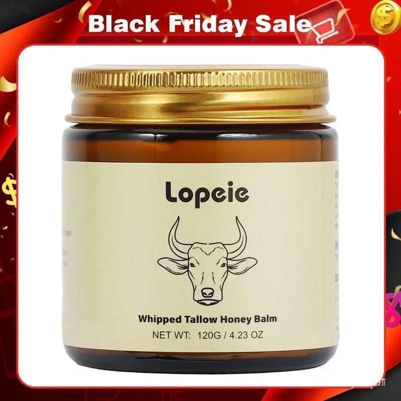 LePete Bálsamo Hidratante Artesanal com Gordura de Carne Nutritiva e Mel, 4oz, Hidratante Suave para os Dentes, Efeito C