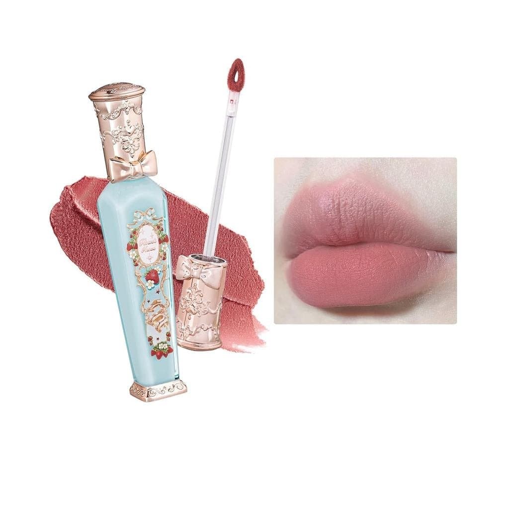 Flower Knows Strawberry Rococo Cloud Lip Cream, Batom Matte Rosa Empoeirado de Longa Duração, Hidratante para os Lábios,