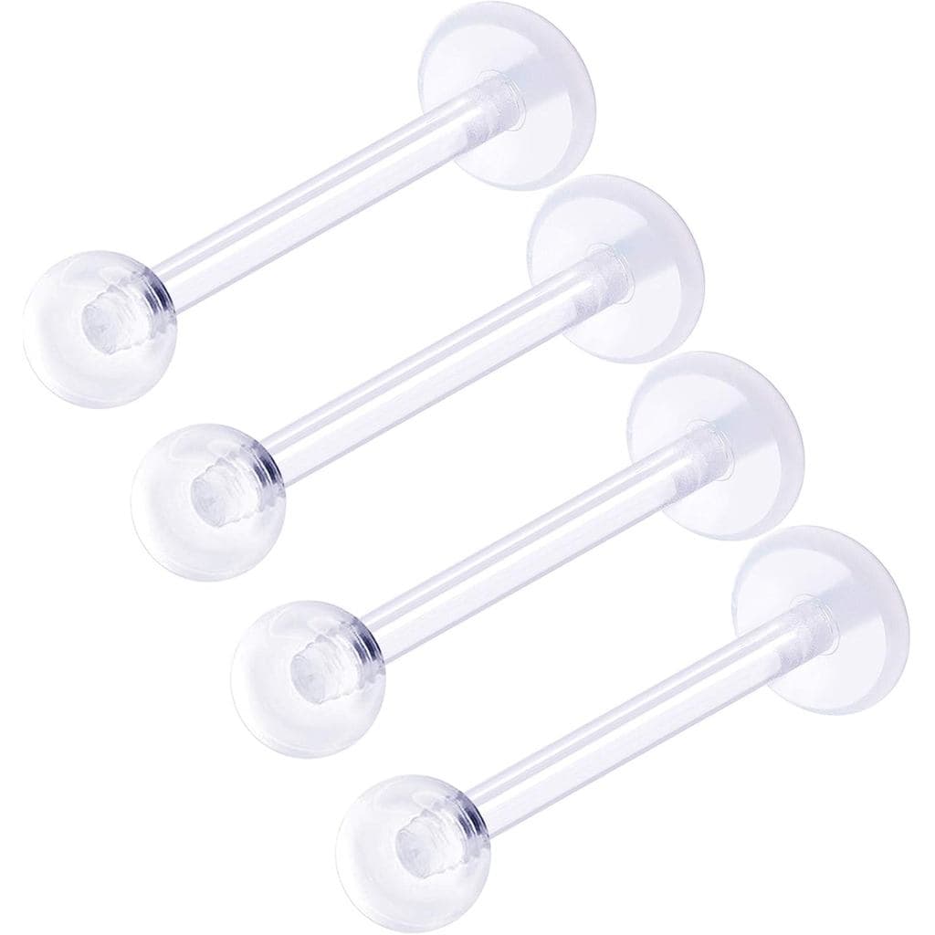 4 Peças Retentor Flexível Transparente 16g 1/2 12mm Joia para Piercing Labret Spider Bite Monroe Snakebites Tragus Carti