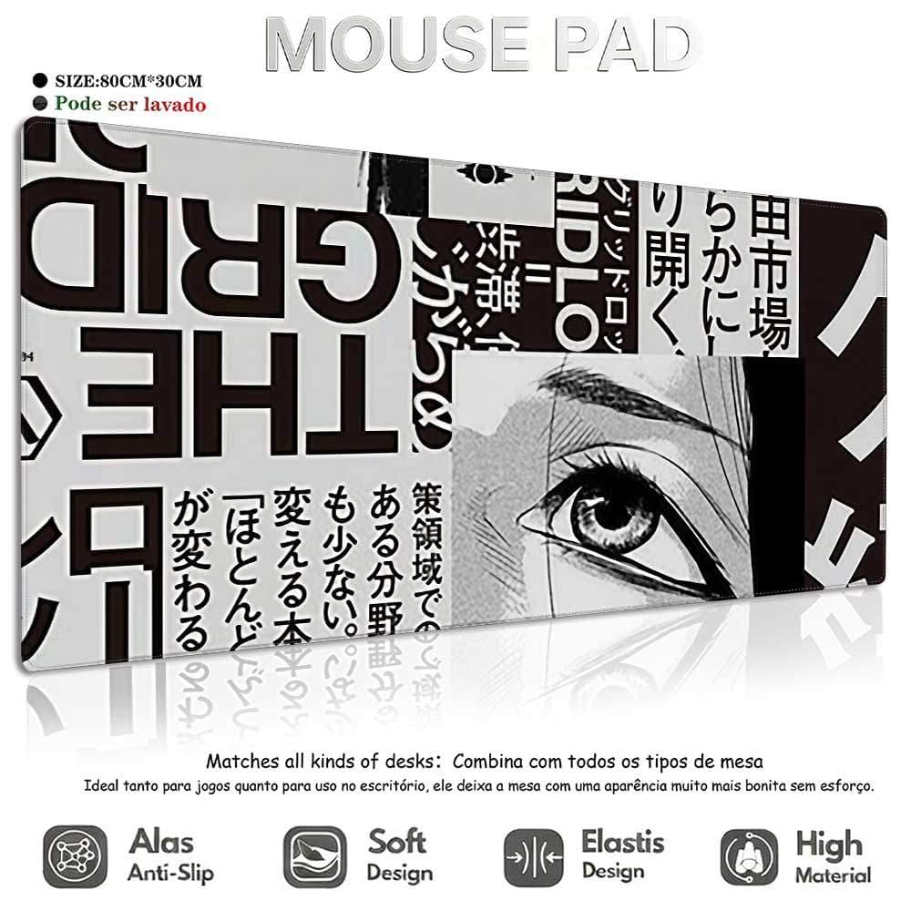 Mouse Pad Gamer Anime Premium Aesthetic Antiderrapante com Borda Costurada Reforçada para Jogos e Teclado