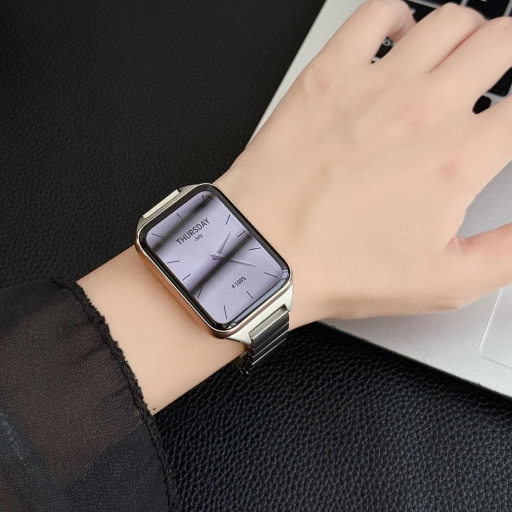 Pulseira De Relógio Fina De Aço Inoxidável Com Contas Únicas Para Xiaomi Smart Band 8 9 10 10 Pro Fivela Borboleta De Pr