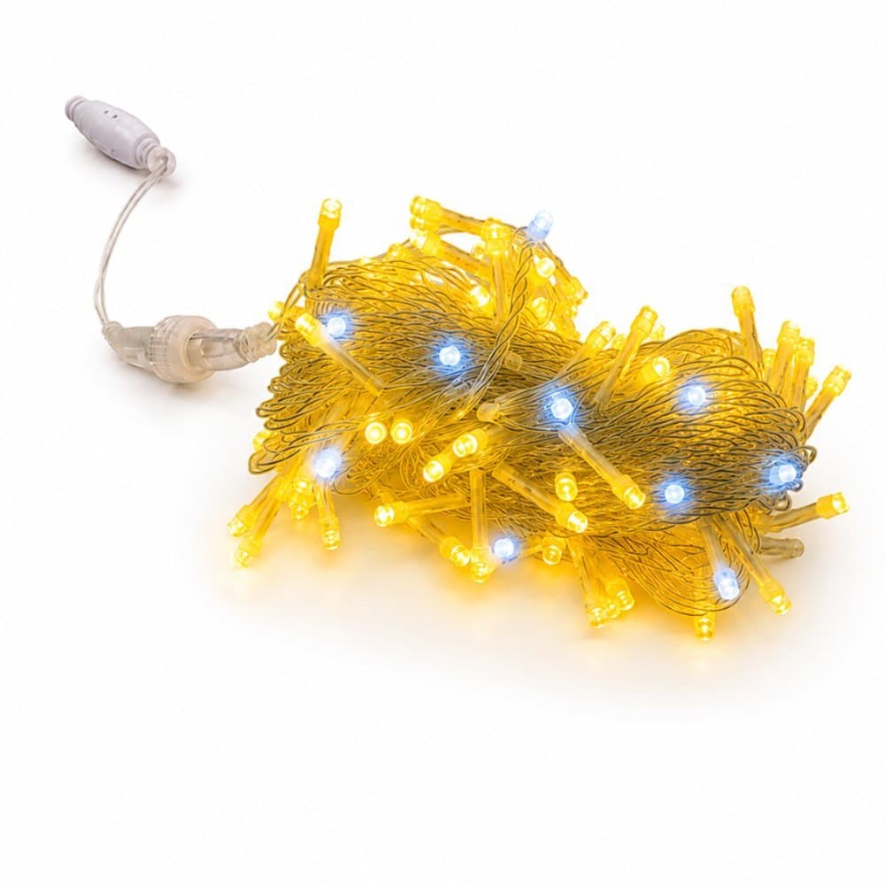 Cordão Pisca LED Strobo 10 Metros 100 LEDs Branco Quente | 20 Flash | 127V | IP44